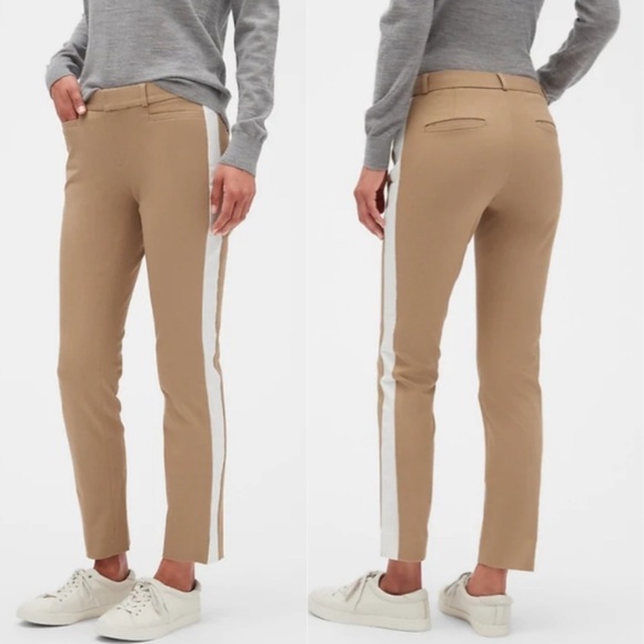 Banana Republic Pants - Banana Republic Khaki Sloan Pants with White Stripe